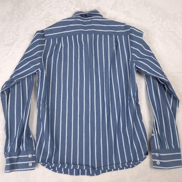 Abercrombie Striped‎ Button Down Shirt Blue Boys Size Medium - Picture 5 of 8